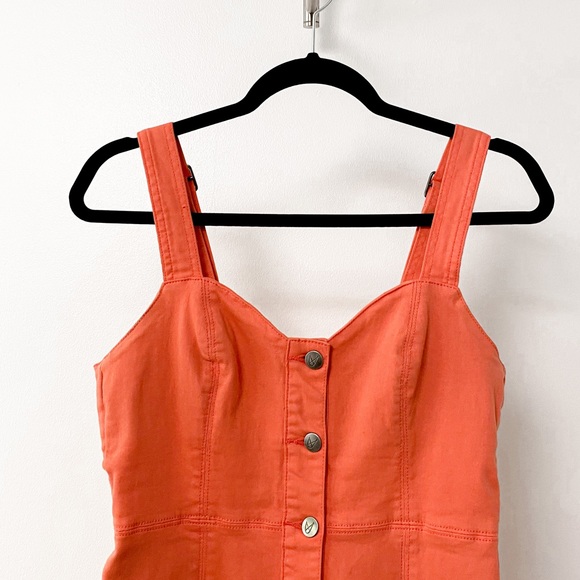 MP Denim Fall Halloween Chic Button Down Casual Coral Mini Jean Dress MEDIUM - Picture 3 of 5